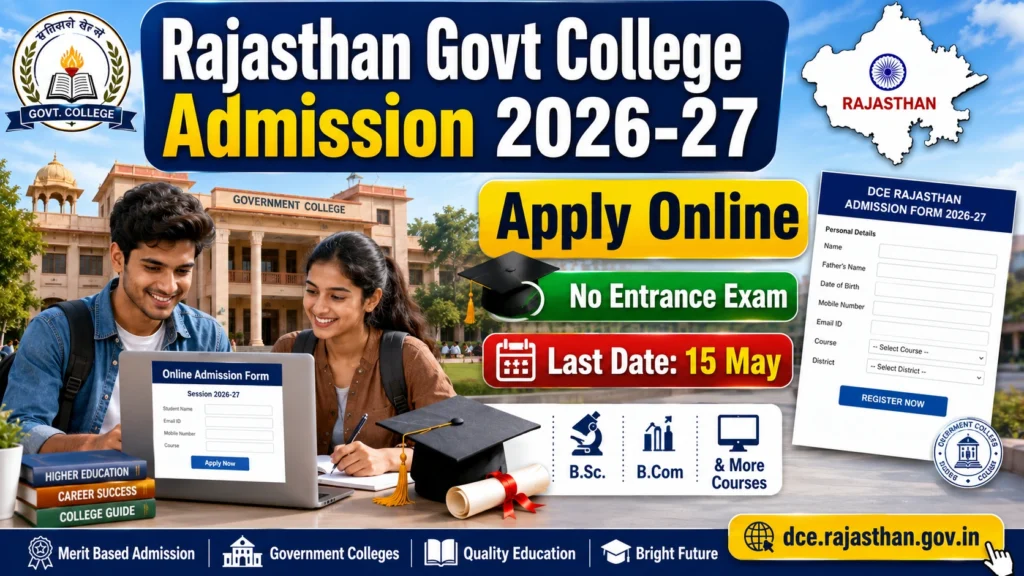 DCE Rajasthan Govt College Admission 2026-27 Started – Apply Online for UG Courses