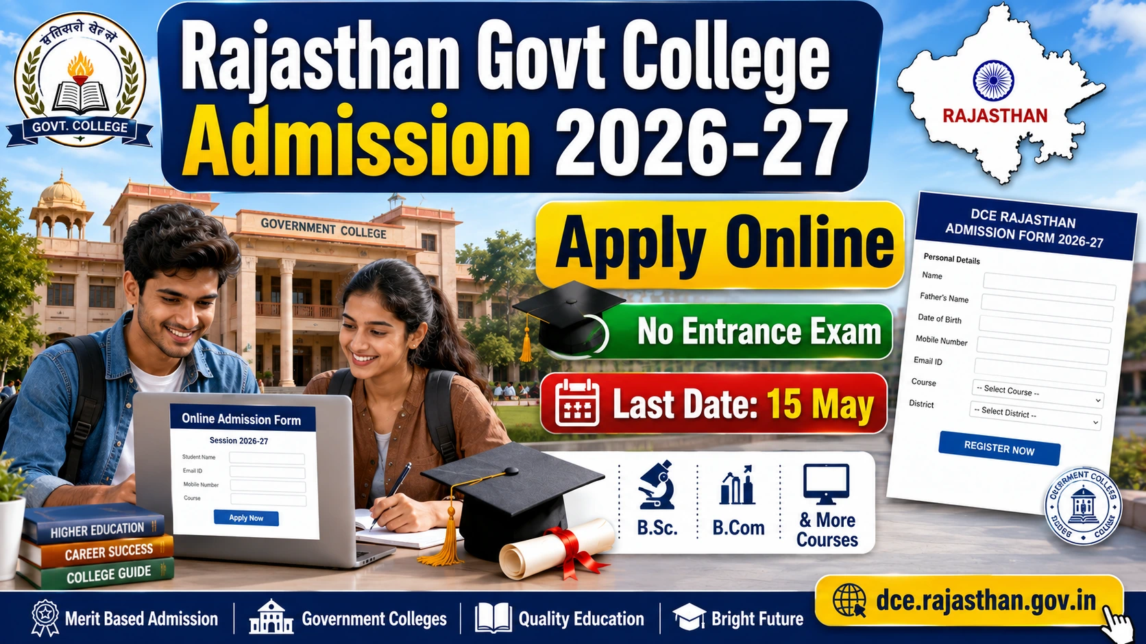 DCE Rajasthan Govt College Admission 2026-27 Started – Apply Online for UG Courses
