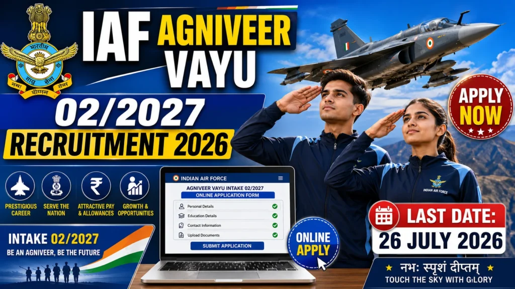 Indian Airforce Agniveer Vayu Intake 022027 Recruitment 2026