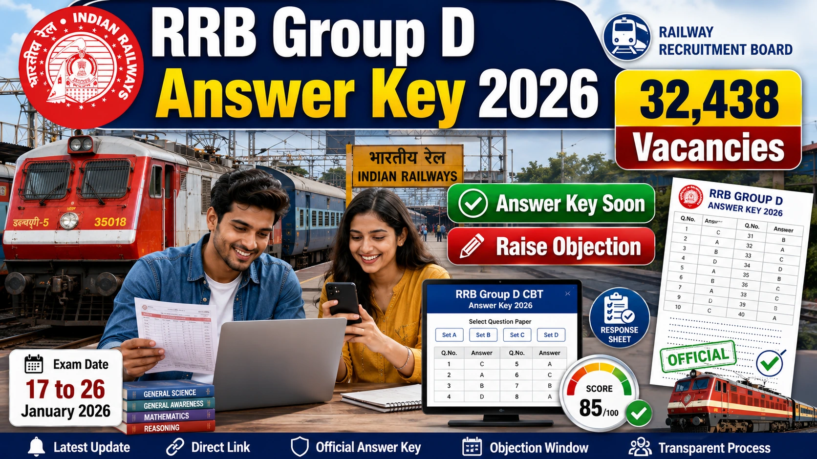 RRB Group D Answer Key 2026 Expected Soon – Download Response Sheet & Raise Objections