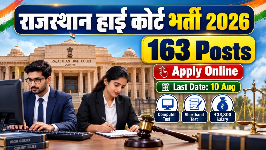 Rajasthan High Court Stenographer Recruitment 2026 163 Vacancies Announced, Apply Online