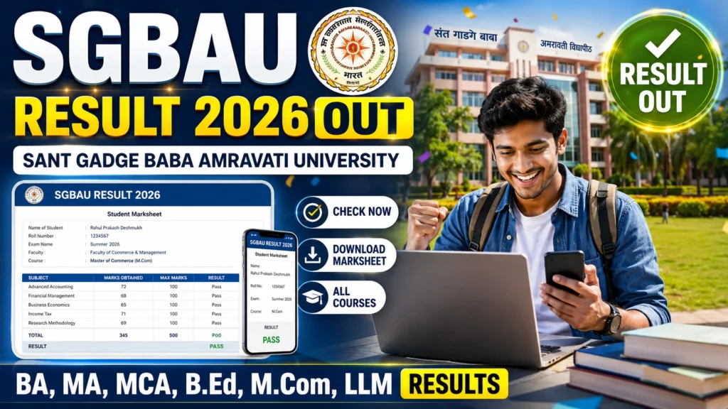 SGBAU Result 2026 Out – Check Sant Gadge Baba Amravati University Summer Results Online