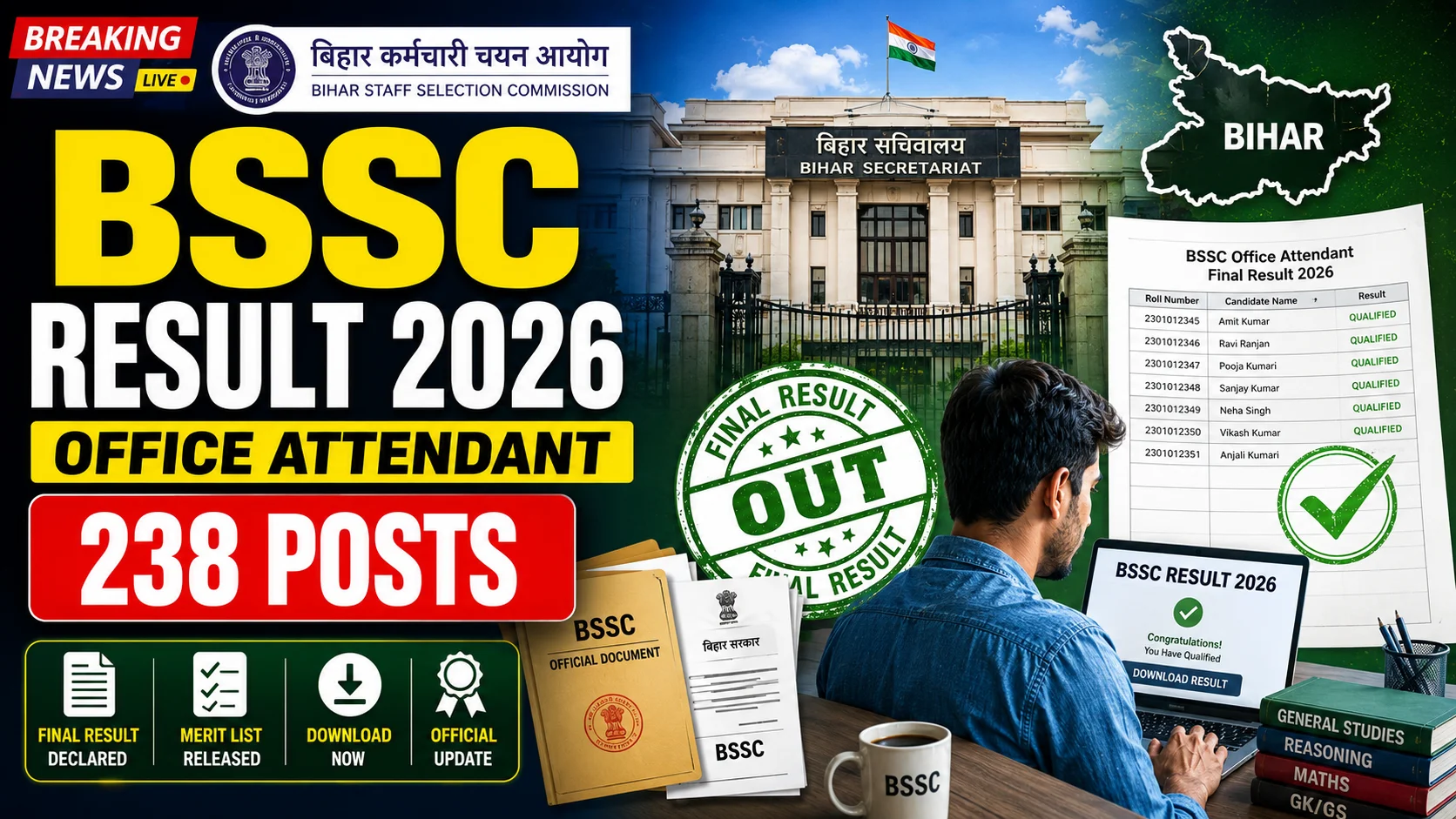 Bihar BSSC Office Attendant Final Result 2026
